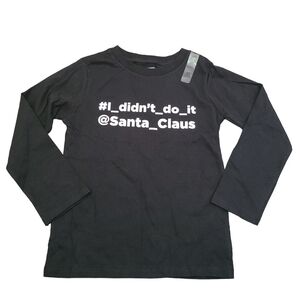 Childrens Place Boys Black Long Sleeve T Shirt Sz 5T Christmas Santa Claus Tee